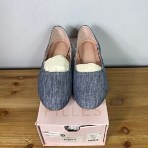New Avec Les Filles Myrina Blue Denim Flats Women's Size 7